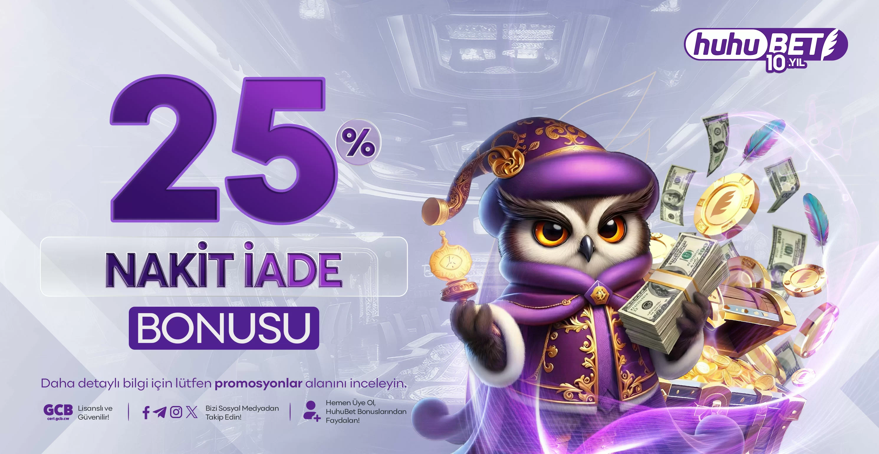 Huhubet %25 anlık nakit iade